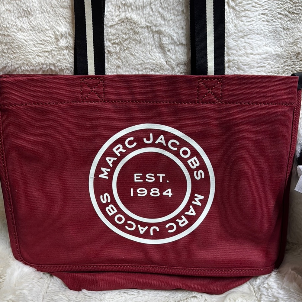 Marc Jacobs Red Messenger Bag with Logo Patch